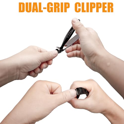 Precision Stainless Steel Heavy Duty Angled Head,Wide Jaw Clippers for Seniors and Man,Ingrown Toenail,Thick Nail.Extra-Long Handle, Extra-Large Slanted Nail Cutter. Men,Women,Elderly.7Pcs