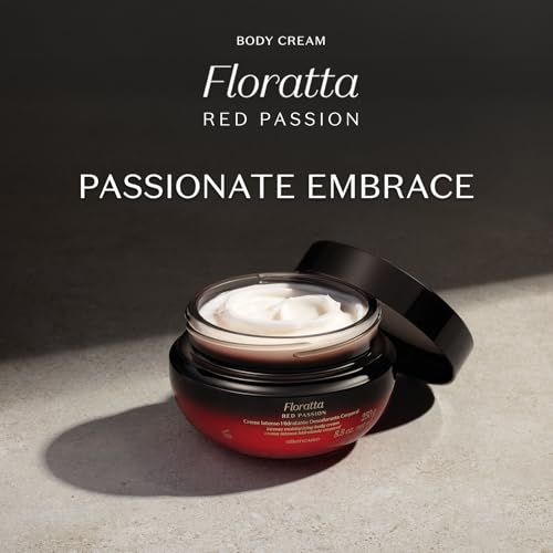 O BOTICARIO Floratta Red Passion Body Cream, Luxurious Hydration with Bold Floral & Amber Fragrance, Fast-Absorbing Moisturizer, 8.8 Ounce (250g)