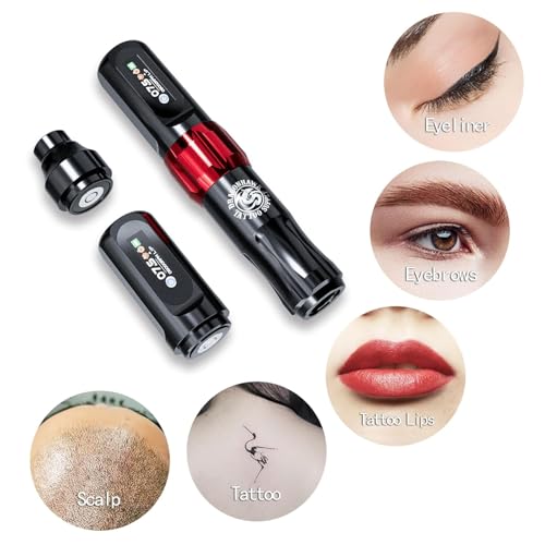 Dragonhawk Atom2 Wireless Tattoo Machine Kit - Red with 1 Battery, Lightweight 3.8oz