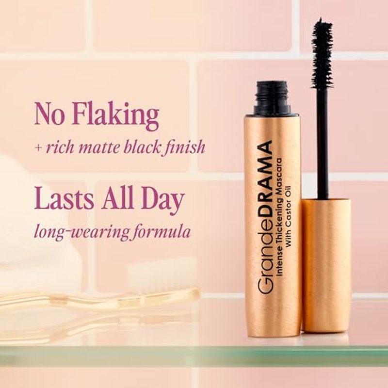 Grande Cosmetics GrandeDRAMA Intense Thickening Black Mascara with Castor Oil, Volumizing, Conditioning, Buildable formula (0.32 oz)