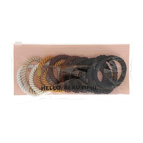 L. Erickson Grab & Go Pony Pouch Camelback Brown Black Mix Ponytail Holder - Damage-Free Hair Accessory