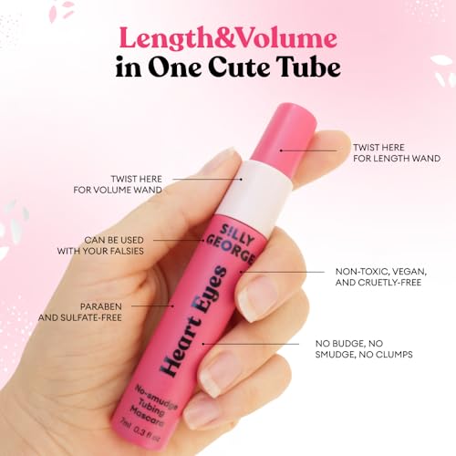 Silly George Heart Eyes Mascara - Smudge-Proof, Cruelty-Free Lengthening & Volumizing Makeup