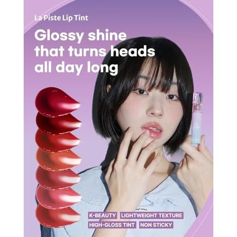 DEARMAY LA PISTE LIP TINT LP05 Starry 0.14 oz. long lasting lip stain with glossy finish and lightweight texture, non sticky, hydrating formula with no flaking and glassy vivid tint, korean makeup