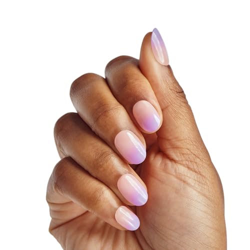 imPRESS Color Ombre Press On Nails, 'Take A Chance', Purple, Short Oval, PureFit Technology, Patented Super Hold Adhesive, Chip Proof, Smudge Proof, Mini Nail File, Manicure Stick & 30 Fake Nails