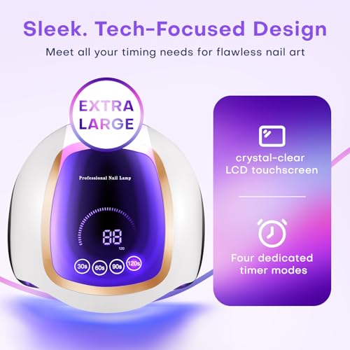 UV LED Nail Lamp, Gugusure Upgrade 180W Nail Dryer for Gel Polish with LCD Display, Auto Sensor and 4 Timer Settings, Professional Curing Lamp Light with 42 Beads for Salon and Home