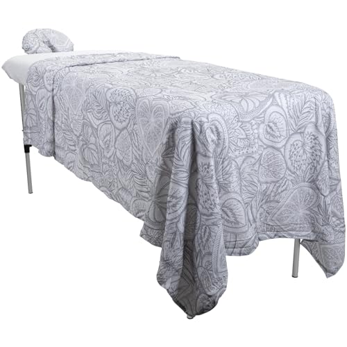 Massage Sheet Set - ForPro Designer Flannel 3-Piece, Island White (Variation of White Island Tranquility)