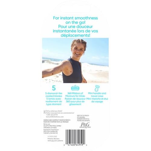 Gillette Venus Extra Smooth Travel Razor Kit for Women, Mini Handle + Refill + Case (Pack of 2)