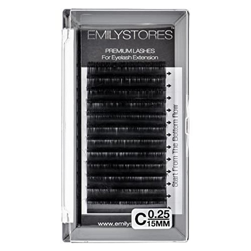 Eyelash Extensions 0.25mm Thickness C Curl 15mm Length For Lash Extensions Volume Individual Semi-Dull Black Eyelashes(0.25,C,15mm)