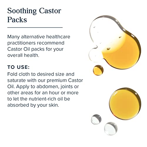 Castor Oil Pack Wrap Kit with Wool Flannel - 32 Fl Oz Vegan & Reusable