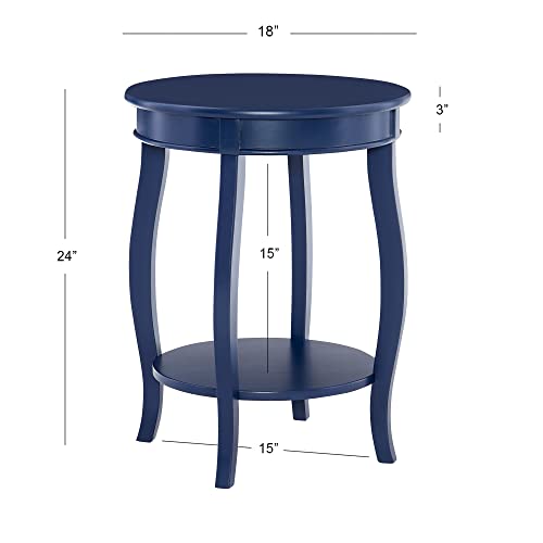 Navy Blue Round Side Table with Shelf - Powell Phipps Variation