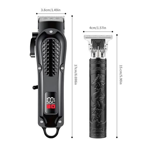 WAIKIL Professional Hair Clippers for Men & Beard Trimmer Set,Cordless Barber Clippers with T-Blade Outliner,LED Display,8 Guide Combs,Rechargeable Grooming Kit for Home & Barbershop