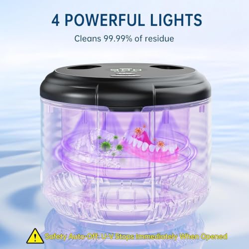 Black Ultrasonic Retainer Cleaner Machine 45kHz for Dentures & Jewelry