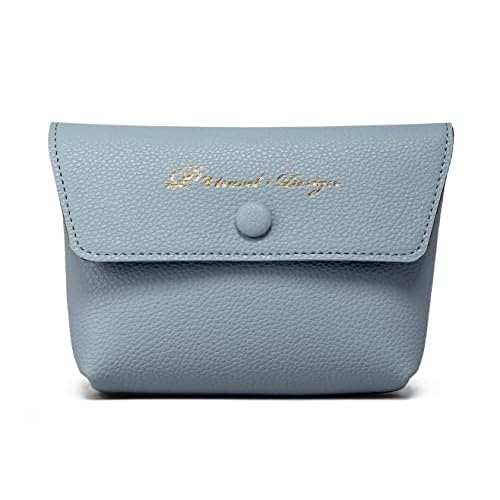 Moranse Small Travel Cosmetic Bag Lightweight Makeup Pack PU Leather Cosmetic Organizer Pouch for Women (Blue)