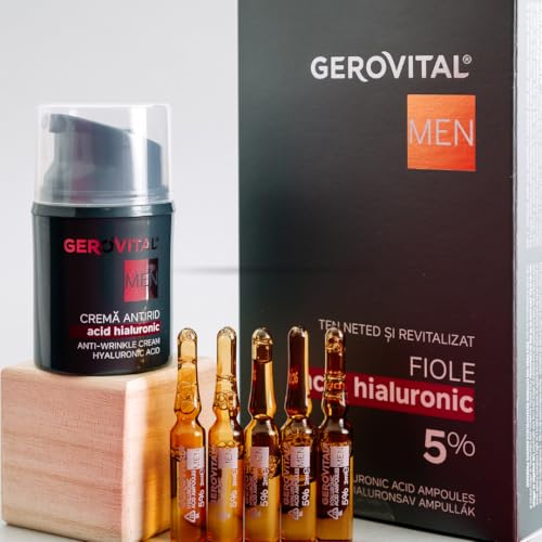 GEROVITAL MEN Anti Wrinkle Face Cream with Hyaluronic Acid, Vitamin E, Facial Skin Care, Moisturizer Face Cream, Anti Aging, 30 milliliters