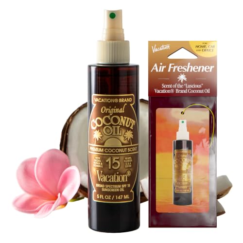 Vacation Coconut SPF 15 Sunscreen Oil Spray & Air Freshener Bundle