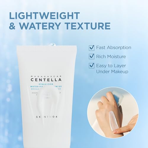 SKIN1004 Hyalu-Cica Water-Fit Sun Serum SPF 50 - 2 Pack, Hydrating & Lightweight
