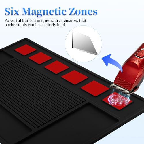 Magnetic Barber Mat for Clippers & Tools - Organizer for Hairdressing Station