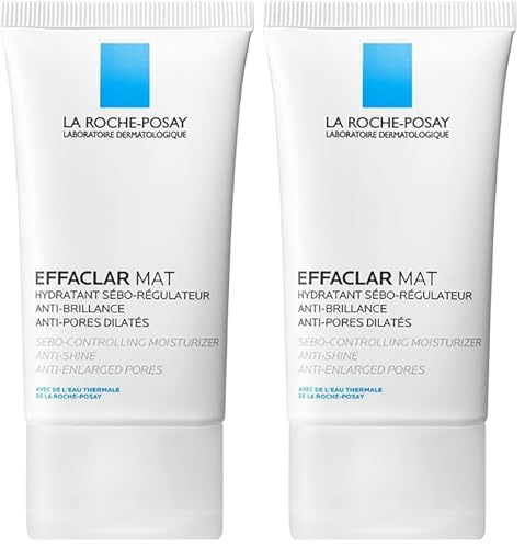 Effaclar Mat Oil-Free Face Moisturizer for Oily Skin with LHA & Pore Minimizer - 2 Pack 1.4 Fl Oz