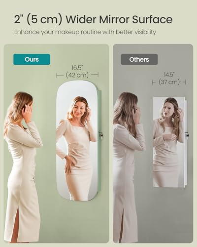 Laurel Green 42.5-Inch LED Jewelry Cabinet Mirror Wall Mount - SONGMICS