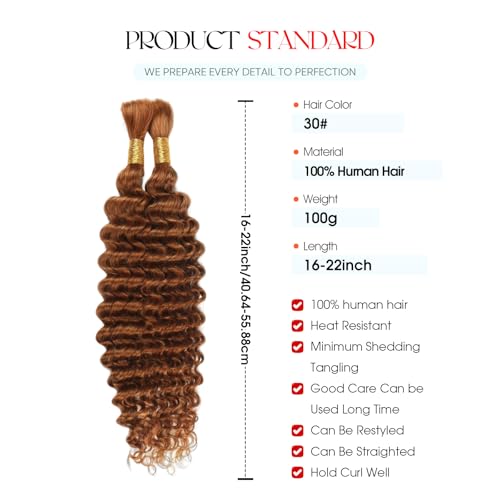 Deep Wave Human Braiding Hair 22 Inch 100g No Weft Curly Extensions
