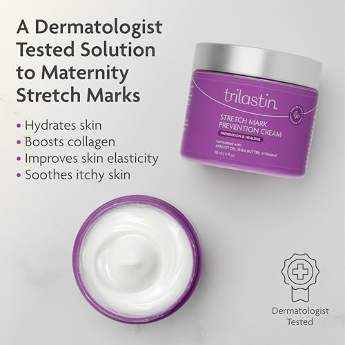 Trilastin Stretch Mark Cream for Pregnancy ? Hydrating Belly Cream for Pregnant Women- Shea Butter & Vitamin E, Paraben Free, No Added Fragrances - Maternity Body Lotion for Belly, Hips, Thighs ? 4 oz