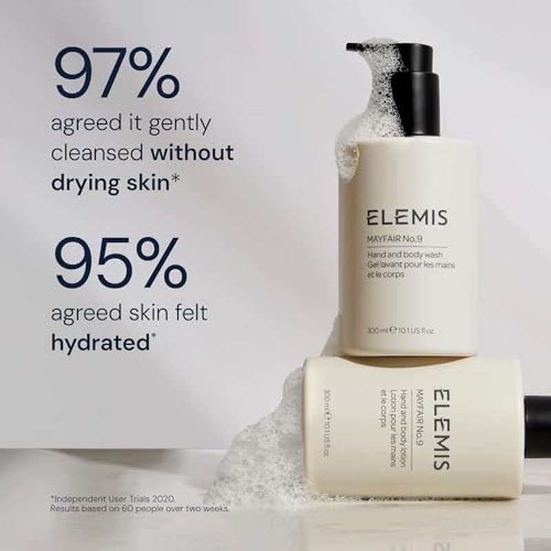 ELEMIS Mayfair No.9 Hand & Body Wash, Cleanses, Hydrates, and Refreshes, 95% Biodegradable, PEG- and SLS-Free, Refillable + Recyclable Bottle, 300ml