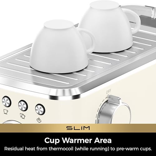 Slim Espresso Machine with Milk Frother - Home Cappuccino Maker - Creamy
