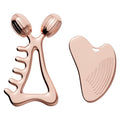 Gua Sha Facial Tools & Face Roller Set - Rose Gold Stainless Steel for Lymphatic Drainage & Face Sculpting