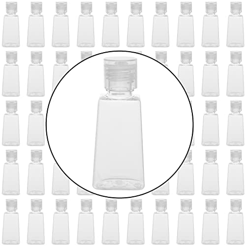 100 Pack 1oz Plastic Refillable Travel Squeeze Bottles with Flip Cap