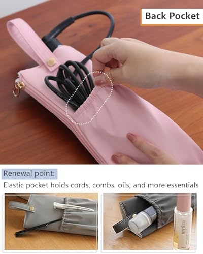 Heat Resistant Travel Hair Tool Holder & Mat Pink+Black - Compact & Durable