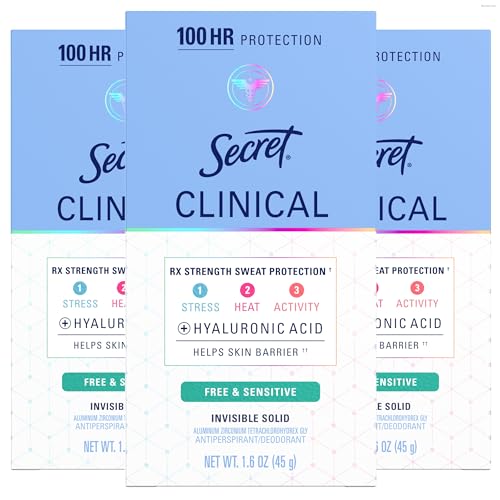 Unscented Secret Clinical Strength Antiperspirant Deodorant for Women, 100HR Sweat & Odor Protection, Pack of 3