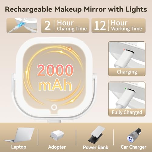 SANYCASA 16" White Lighted Makeup Mirror with 1X/10X Magnification & Adjustable Brightness