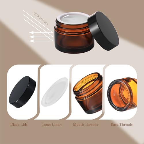 40-Pack 4 oz Amber Glass Jars with Lids - Small Airtight Cream Containers