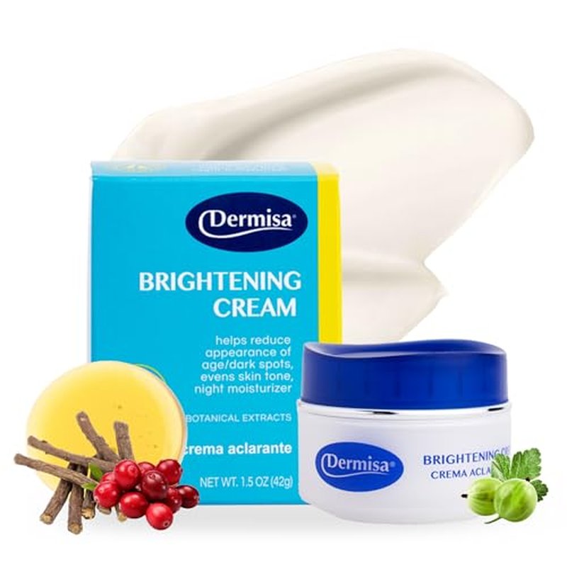 Dermisa Brightening Cream with Kojic Acid, Licorice, Arbutin and Amla, Dark Spot Remover and Face Moisturizer for Even Skin Tone, Hydroquinone-Free, 1.5oz, Pack of 1