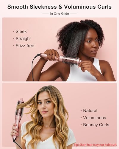 Pink Ionic Heated Curling Brush for Blowout Look - VIKICON PRO