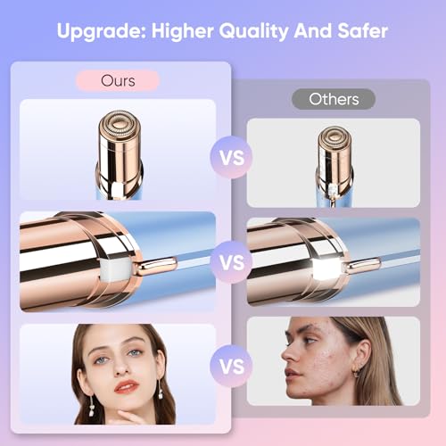 Facial Hair Remover for Women- as Seen on TV Painless Face Shaver -Mini Hair Remover, Electric Razor Shaver Portable Bikini Epilator for Lips, Chin, Armpit, Peach Fuzz, Fingers, Neck, Cheek(Blue)