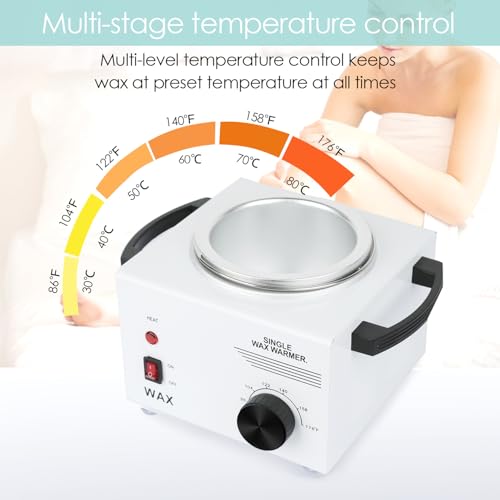 Single Wax Heater Set for Hair Removal with 50 Wooden Sticks & Adjustable Temperature