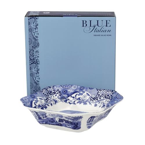 Blue Italian Square Serving Bowl - 9.5-inch Porcelain Tableware