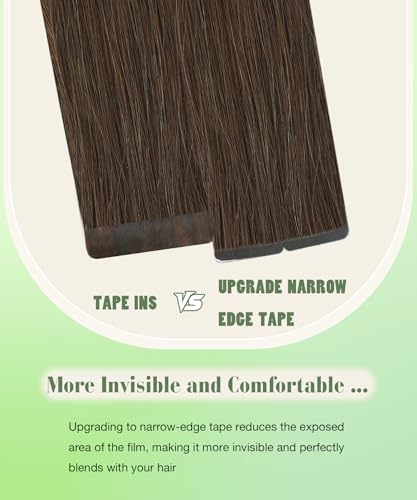 14 Inch Human Hair Tape-in Extensions - #4 Medium Brown, 20pcs 50g, Straight, Reusable, Easy Application