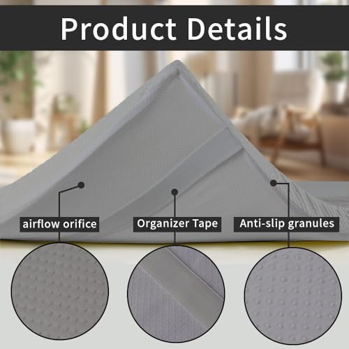 Grey 73x24x2 inch Memory Foam Massage Table Topper with Removable Cover-Elastic Bands Non-Slip-Lash Bed Cushion for Beauty and Massage