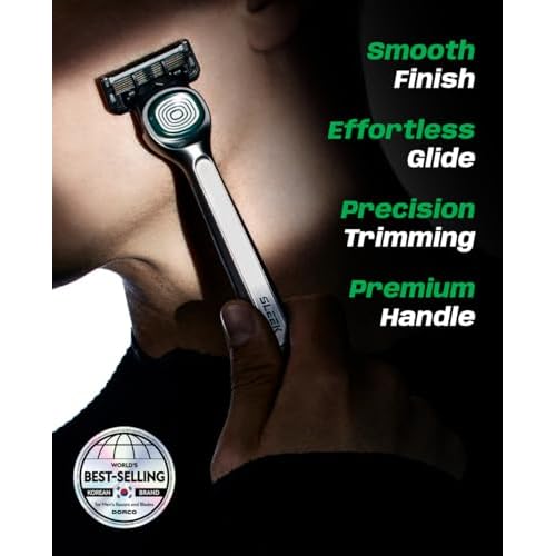 DORCO SLEEK - Six Blade Razor System with Multi-Flex technology Refill Set, Precision Shaving Razor Replacement Cartridge (12 pack)
