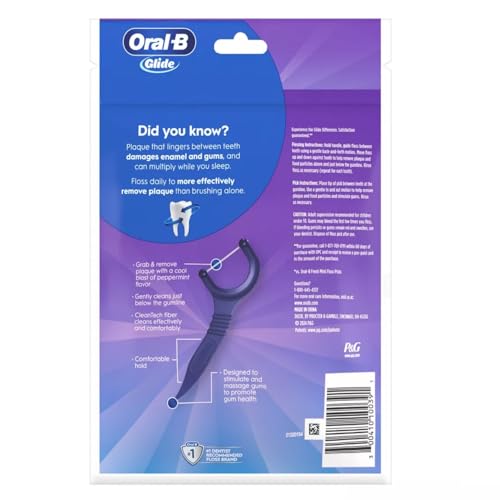 Oral-B Glide 3D White Floss Picks Radiant Mint 75CT Pack of 6 – Surface Stain Prevention & Plaque Removal