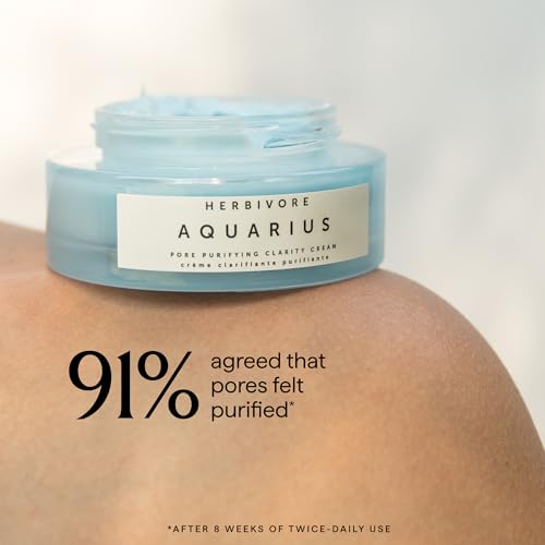 HERBIVORE Aquarius Pore Purifying Clarity Cream ? Daily Moisturizer with BHA to Clean Pores & Balance Oily Skin for a Soft, Matte Finish, Plant-based, Vegan, Cruelty-free, 50mL / 1.7 oz
