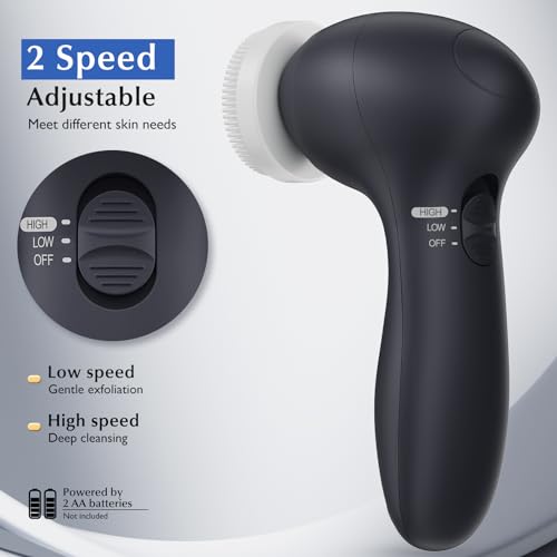 Facial Cleansing Brush Set with 7 Interchangeable Heads - Black