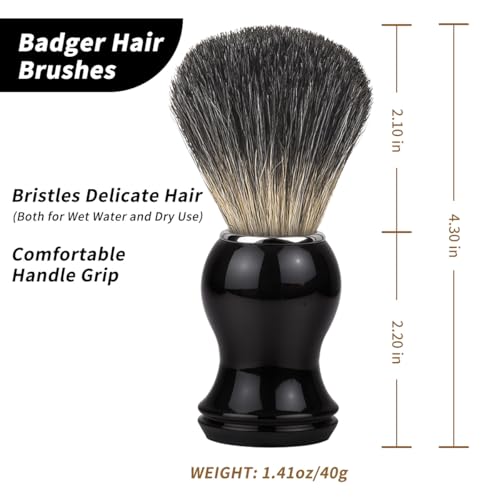 Shaving Brush Set 2 in 1, Shaving Brushes for Men with Comfortable Handle, Soft Bristle Shave Brush Shaving Kit Includes Brush Stand, Christmas, Birthday Gift for Bearded Man