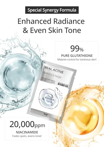 Glutathione Ampoule Sheet Mask - Vegan Revitalizing Facial with Niacinamide - Variation 01.R-A