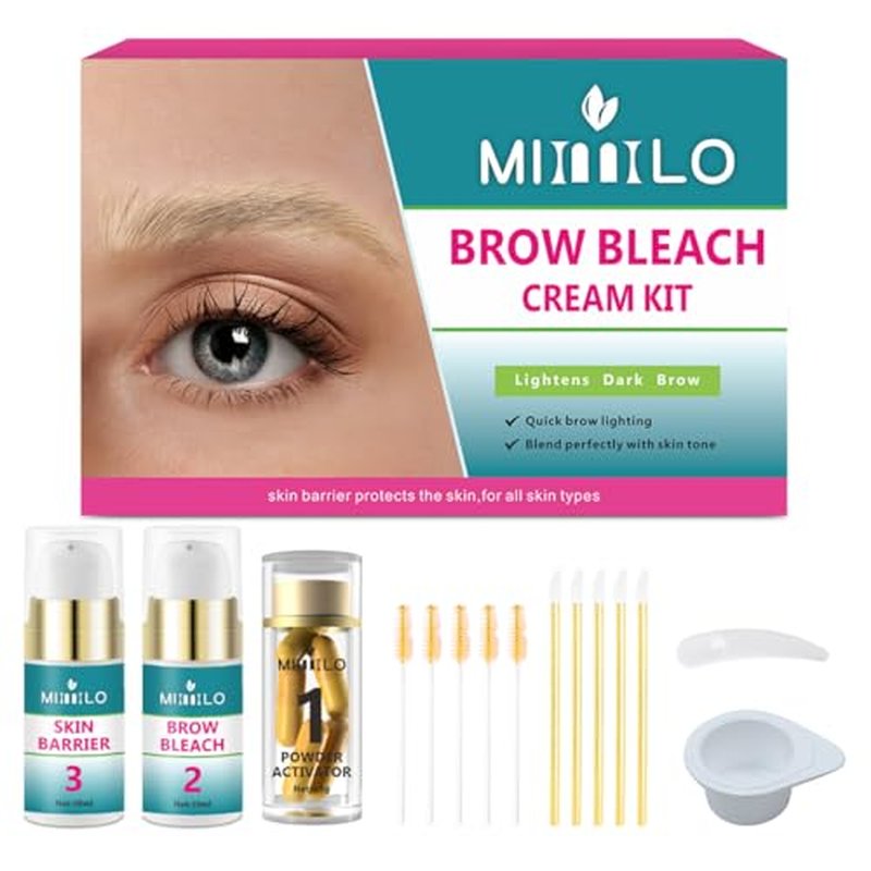 Eyebrow Color Lightening Cream, Brow Bleach Cream Kit Lighten Dark Brow Color, 5 Application Kit