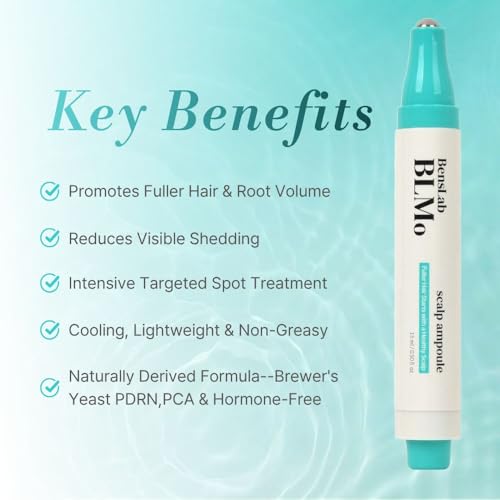 Hair Growth Serum Roll-On for Thinning Hair & Scalp Health - Clinically Proven, DHT Balance Support, Korean Formula, 0.5 fl oz