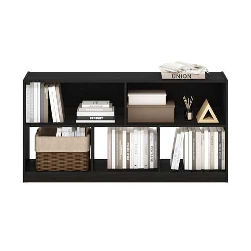 Furinno Daly Espresso 5-Cube Bookcase - Modern Horizontal Storage Organizer
