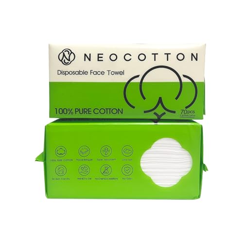 Extra Thick Disposable Face Towel, 100% Pure Cotton Face Towelettes Disposable, Ultra Soft Face Cloths for Sensitive Skin, Makeup Remover Dry Wipes, Facial Towels for Skincare, 140 Count